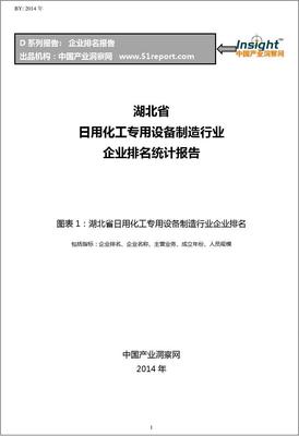 湖北省日用化工专用设备制造行业企业排名统计报告